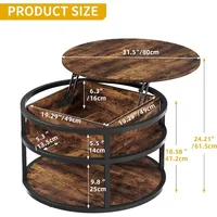 Round Coffee Tables for Living Room,Lift Top Coffee Table with Storage, Farmhouse Wood Coffee Table,Circle Coffee Tables 2