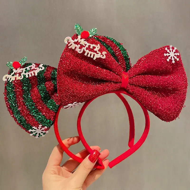 Kids Headband Christmas Cosplay Cartoon Elk Snowflake Bow Hairband Birthday Party Headwear Halloween Gifts Hair Accessories