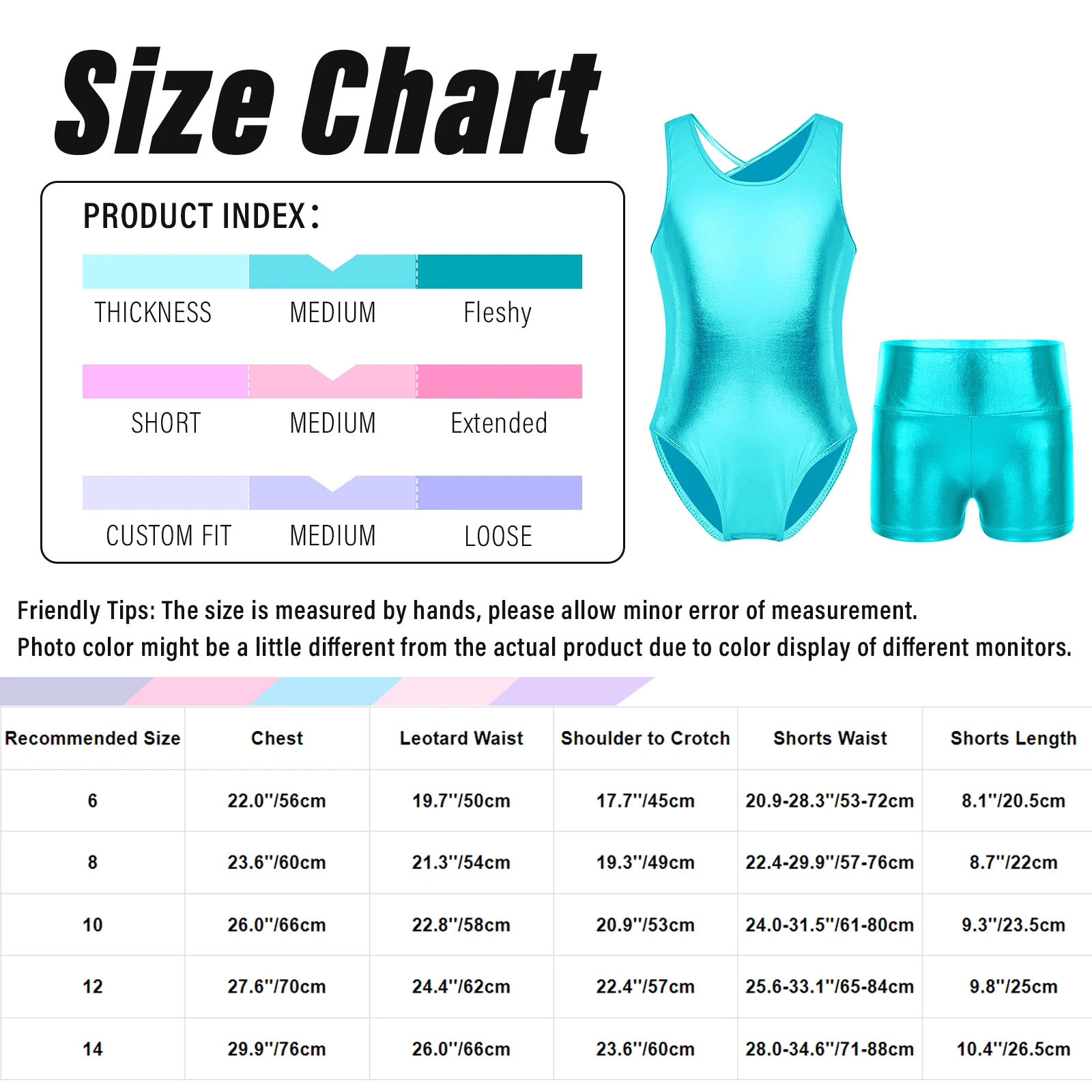 2023 Kids Girls Ballet Dance Suits Metallic Shiny Sleeveless Open Back Straps Glittery Leotard Jumpsuit with High Waist Shorts