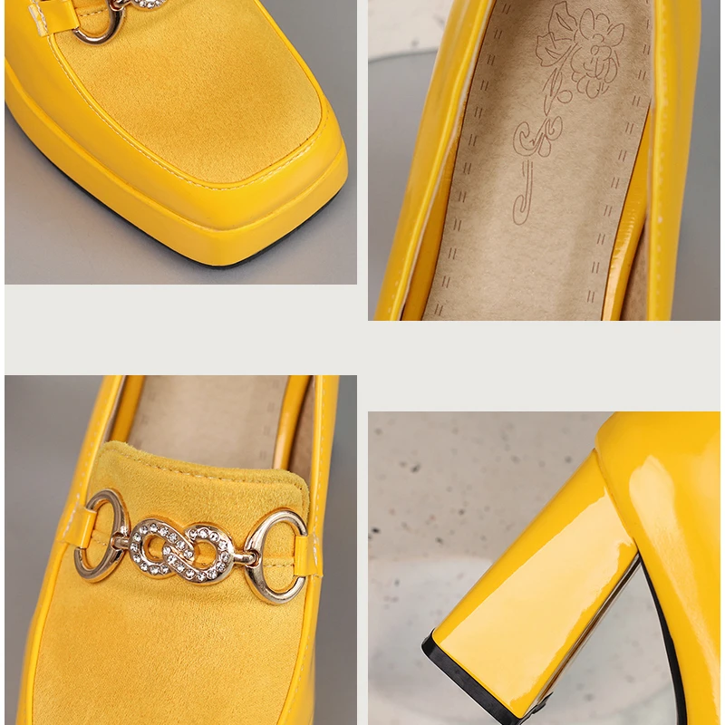 Chunky Platform Loafers Women 2024 Spring Autumn Thick High Heels Pumps Woman Slip on Pu Leather Lady Office Goth Shoes Female