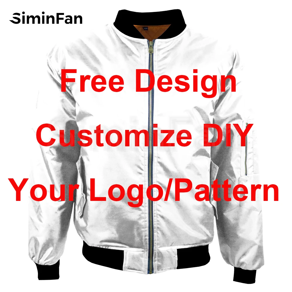 

DIY Custom Your Logo/Pattern 3D All Over Printed Bomber Jacket Mens Winter Quilted Cotton Coats Unisex Windproof Outwear Female