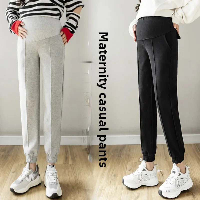 Loose Maternity Pants Autumn Outerwear Casual Lantern Pants Bowed Footwear plus Size Sports Trousers for Pregnant Wome