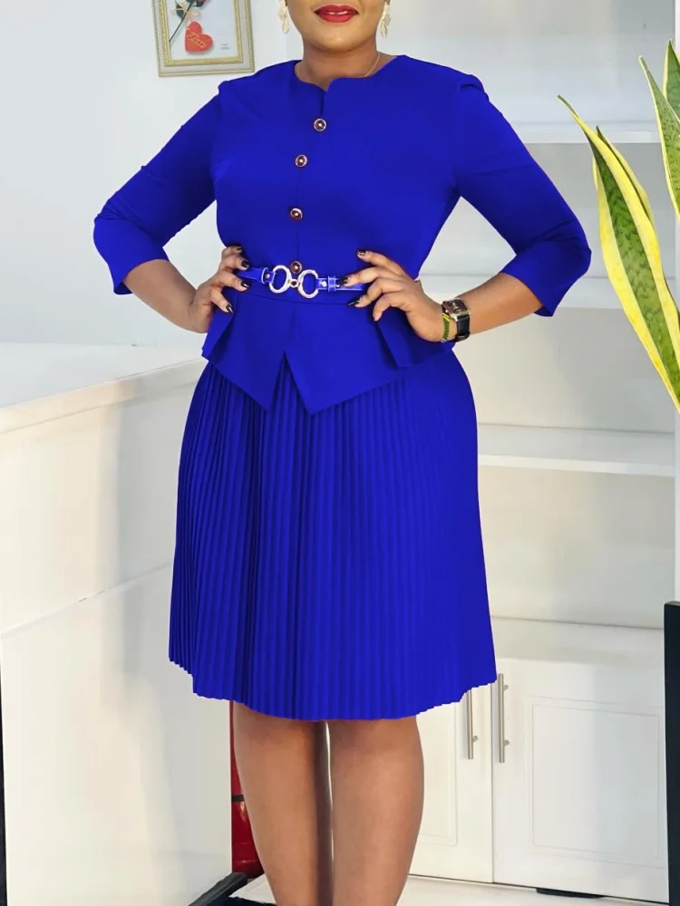 Wmstar Dress Women Wholesale A New Large Sized with Solid Color Buttons for Autumn Foreign Trade Fashion Outfits Fancy Club