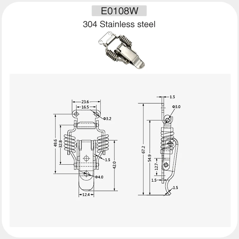 Industrial Clasp Clasp Bag Accessories 304 Stainless Steel Double Spring Padlock Wooden Small Size Factory Pin