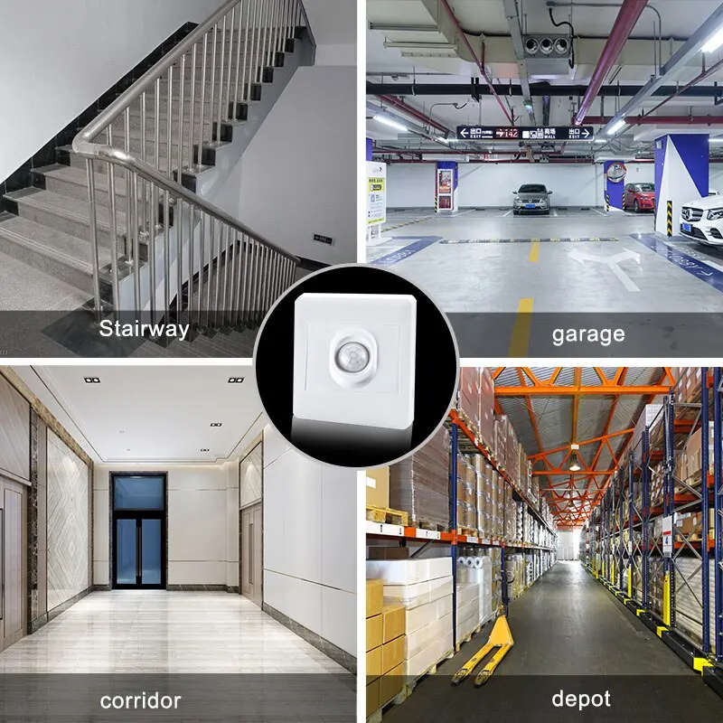 Body sensor switch PIR infrared motion sensor switches 86 type 110V 220V recessed lamp bulb body induction light detector