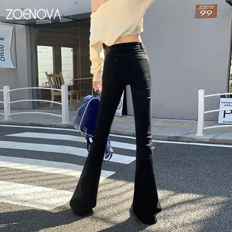ZOENOVA 여성용 시크 플레어 팬츠, 빈티지 핫스위트, 헐렁한 와이드 레그, 캐주얼 데님, Y2k 의류, 블루, 하이 웨이스트 청바지, XS-XL, 봄 2023