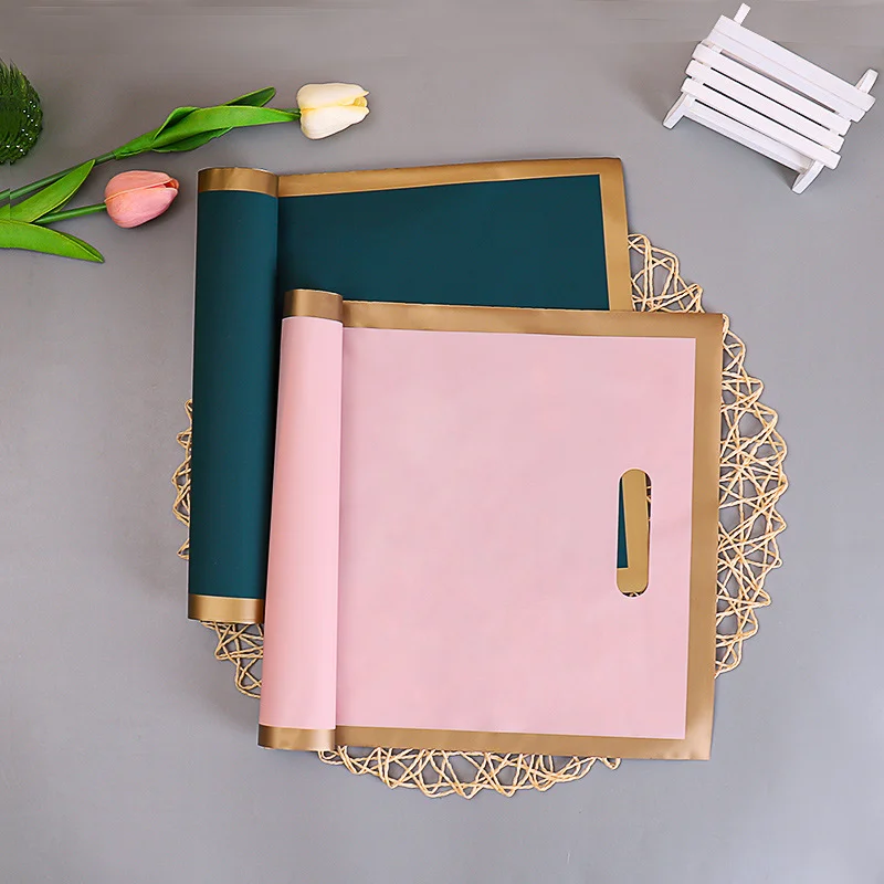 50PCS Colorful Shopping Bag With Gold Edge Customized LOGO Plastic Shopping Bag with Handle Packaging Bag Gift Bag For Business 4