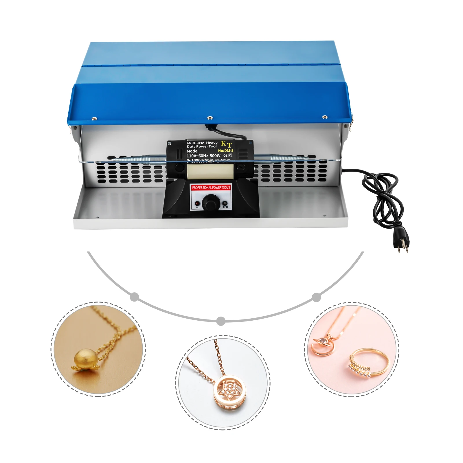 500W Jewelry Polishing Buffing Machine, Tabletop Dust Collector Polishing Machine Jewelry Buffing Machine, 0-10000 RPM
