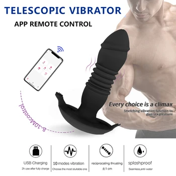 Bluetooth Control Thrusting Dildo Vibrators For Women Wearable Telescopic Dildos Male Prostate Massager Anal Butt Plug Sex Shop 3