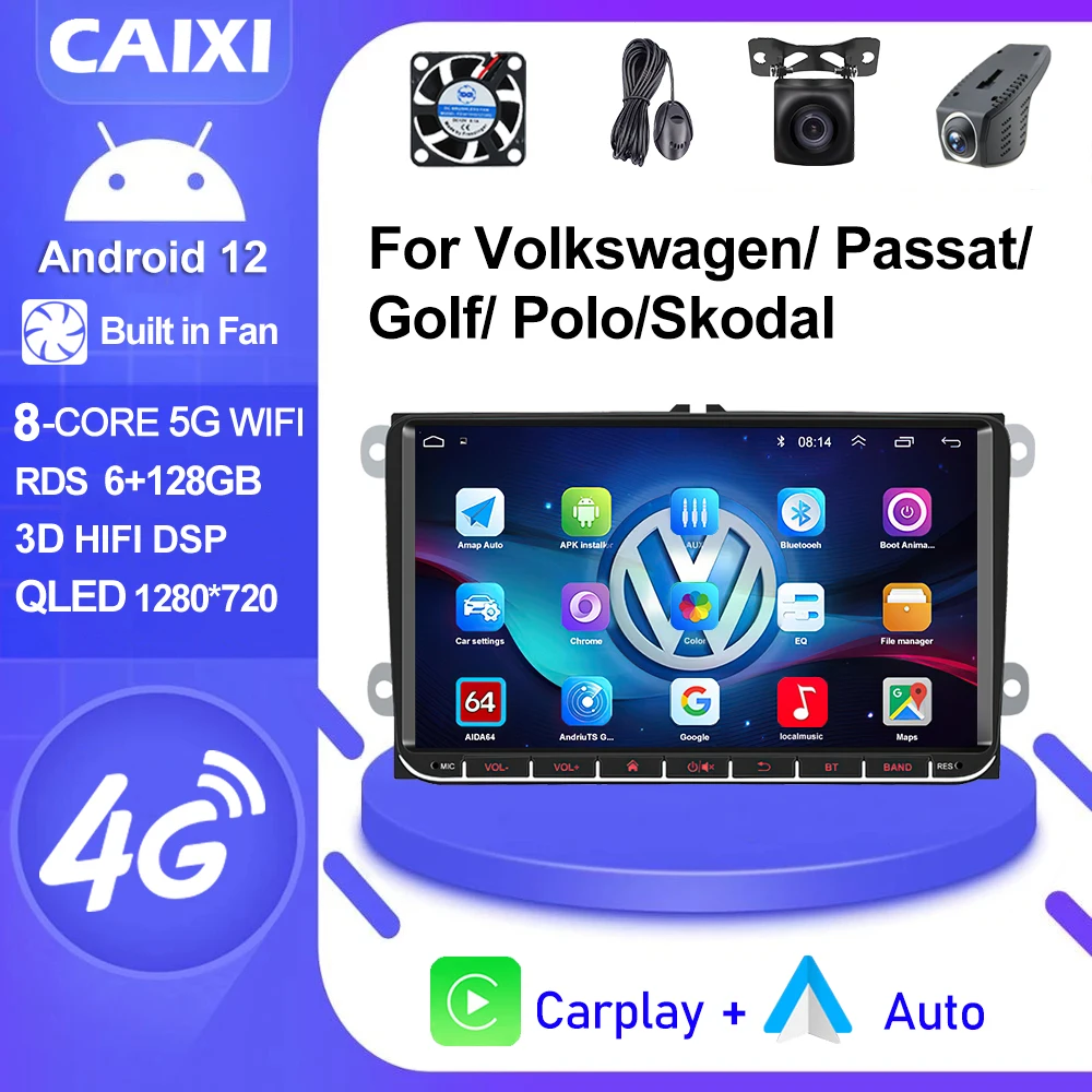 2023 CAMECHO 2+32G Android 11 Autoradio für VW Polo 9n 6r 6c mit