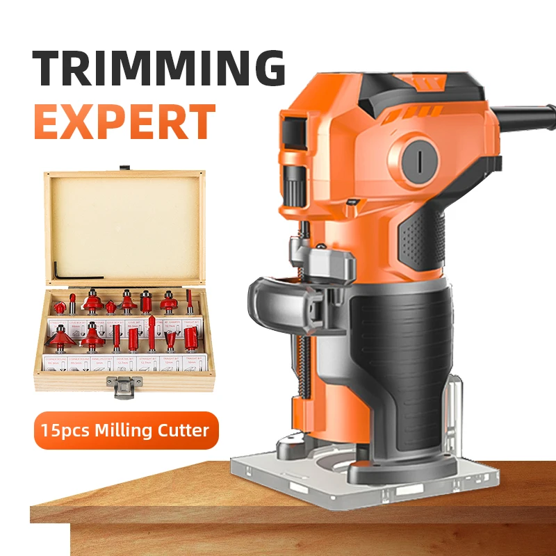 Electric Wood Trimmer 220V Woodworking Edge Laminator Milling Slotting Machine-Precision Wood R Mill Trimmer for DIY Crafts
