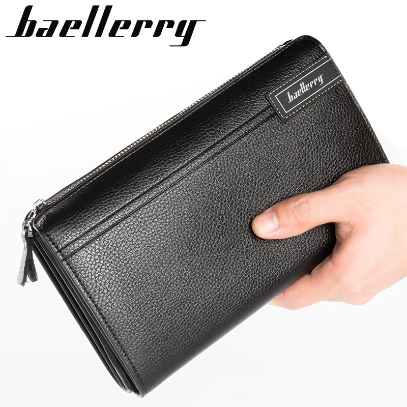 

New Men's Leather Clutch Bag Business Casual Large Capacity Pebbled Zipper Men's Bag Pouch Wallet Clutch Bag