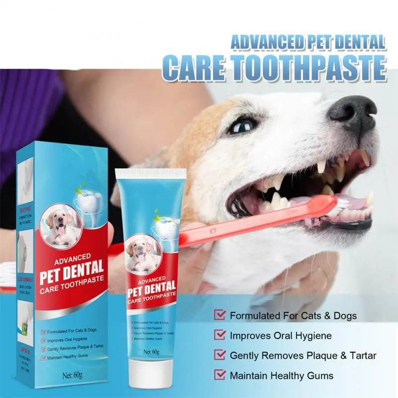 

60g Pet Toothpaste Cat Dog Fresh Breath Toothpaste Deodorant Tartar Plaque Cleaning Dog Oral Care Edible Toothpaste Pet Products
