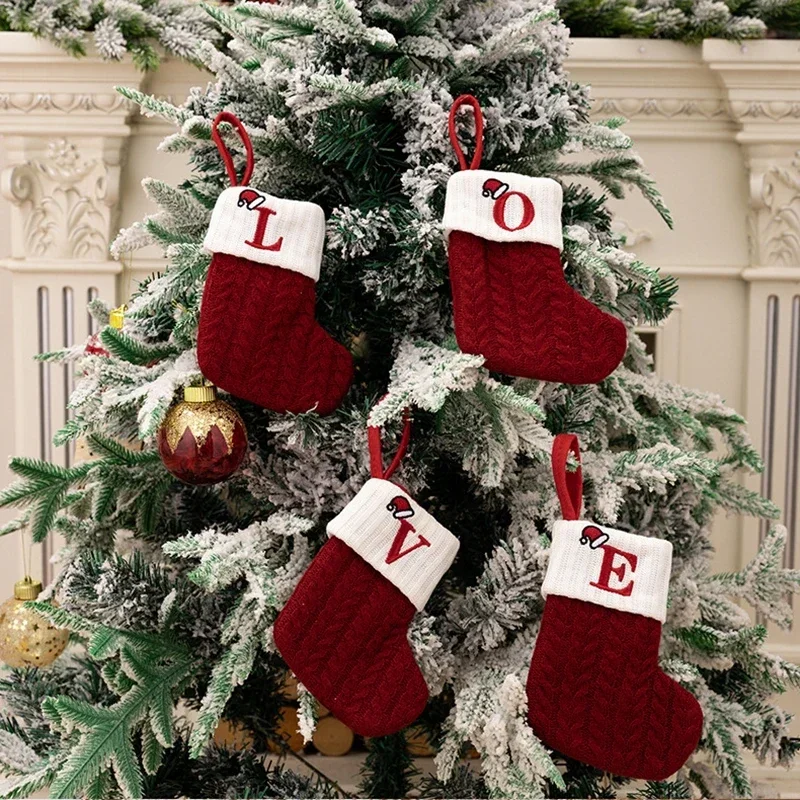 Christmas Gift Bags Gift Bags Christmas Stockings Christmas Decoration Decorative Letter Christmas Boots Stocking Gift Bag Tree Hanging Pendant New Year Decor