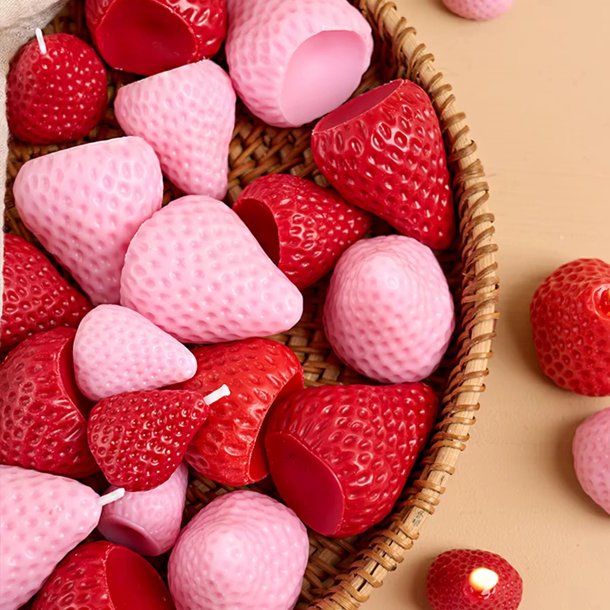 3D Strawberry Aromatherapy Candle Silicone Mold Creative Handmade Soap Gypsum Resin Craft Making Home Decoration Casting Mold Silicone Mold Silicone Candle Mold Aromatherapy Candle Mold Silicone Candle Molds Candle Mold