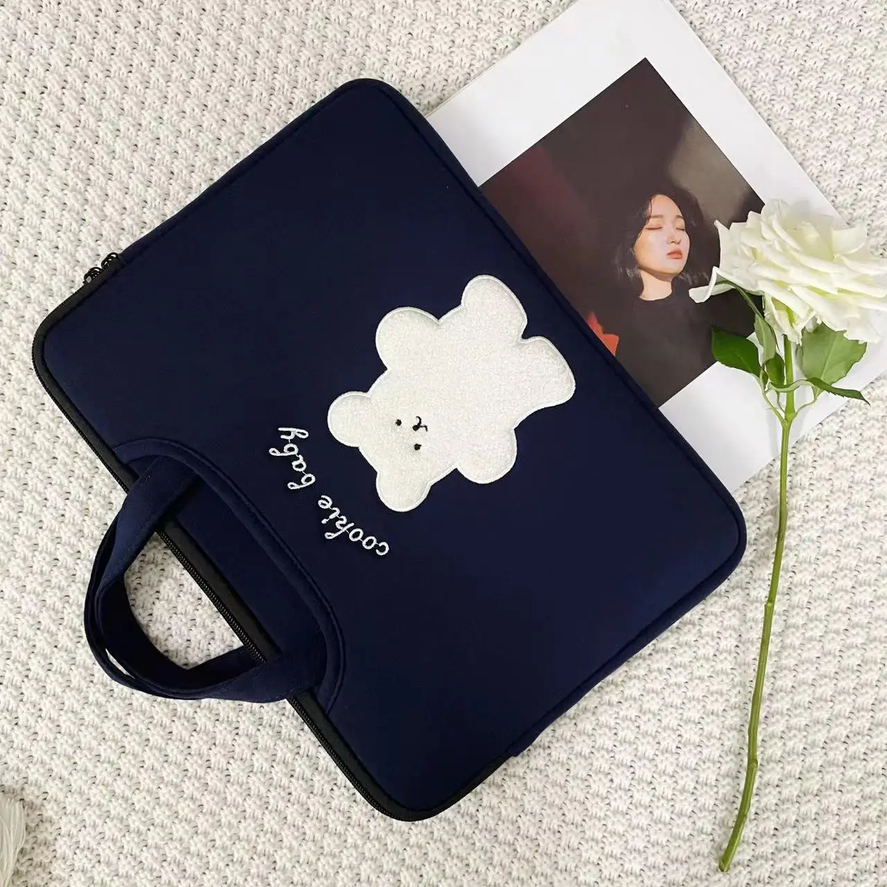Bolsa Bonito do Computador do Urso Bolsa Macio do Forro para o Macbook Air 13.3 Lenovo Huawei hp Portátil Malote da Caixa da Tabuleta 13 14 15.6 - Imagem 2