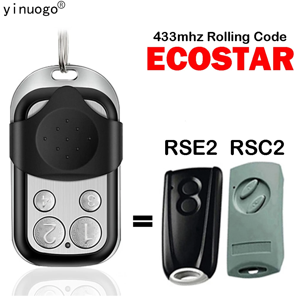 ECOSTAR RSE2 RSC2 433mhz Rolling Code Remote Control Ecostar Remote Control Garage Command Door Opener Transmitter With Battery keypad door access control systems