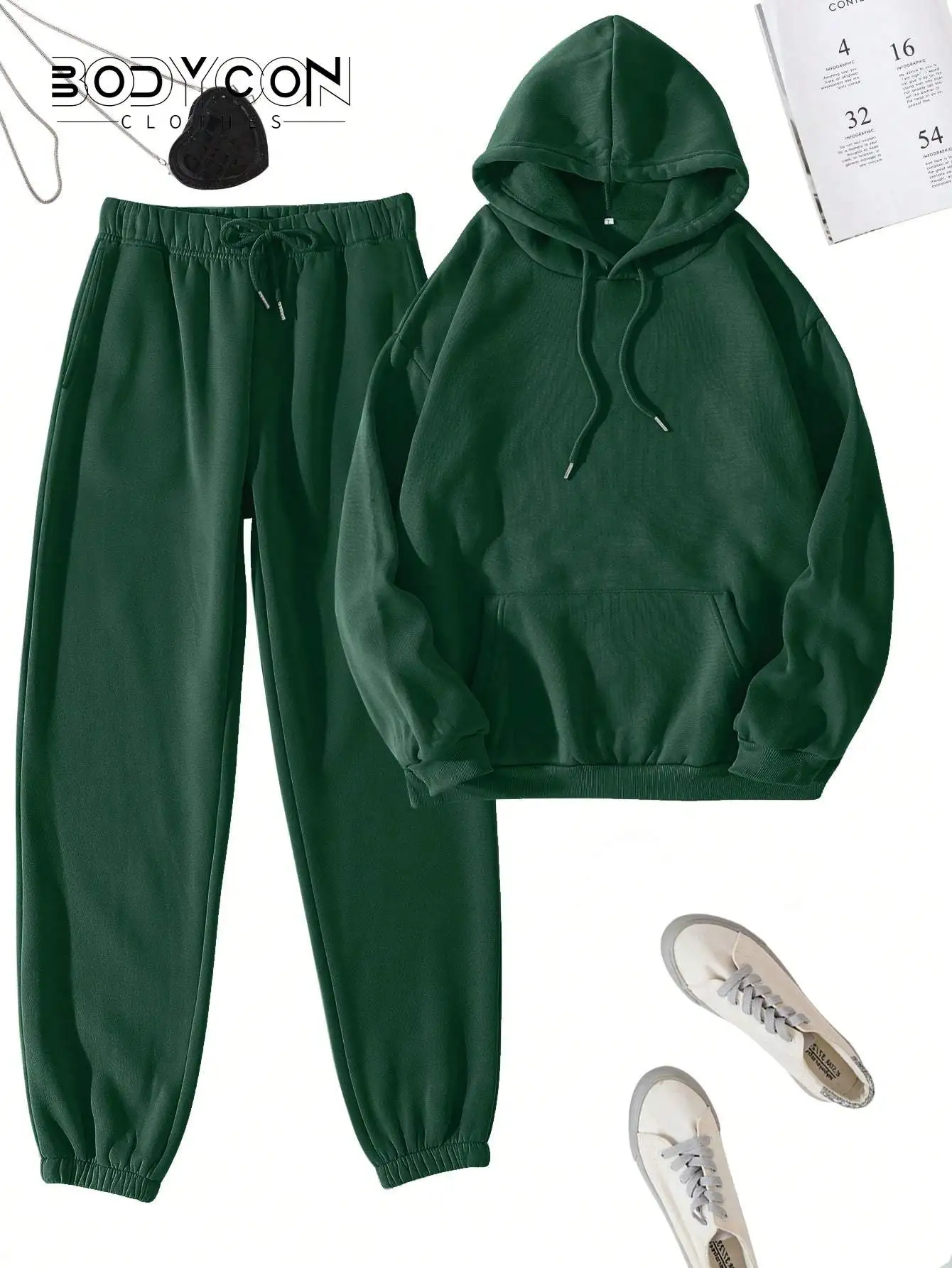 

Kangaroo Pocket Drawstring Hoodie & Sweatpants