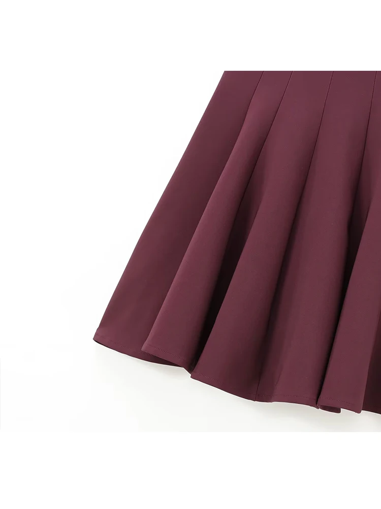 TFMLN 2025 Spring Summer Fashion Women Pleated Dresses Elegant Chic O-neck Sleeveless  Party Dress Sweet Back Zipper Folds Dress