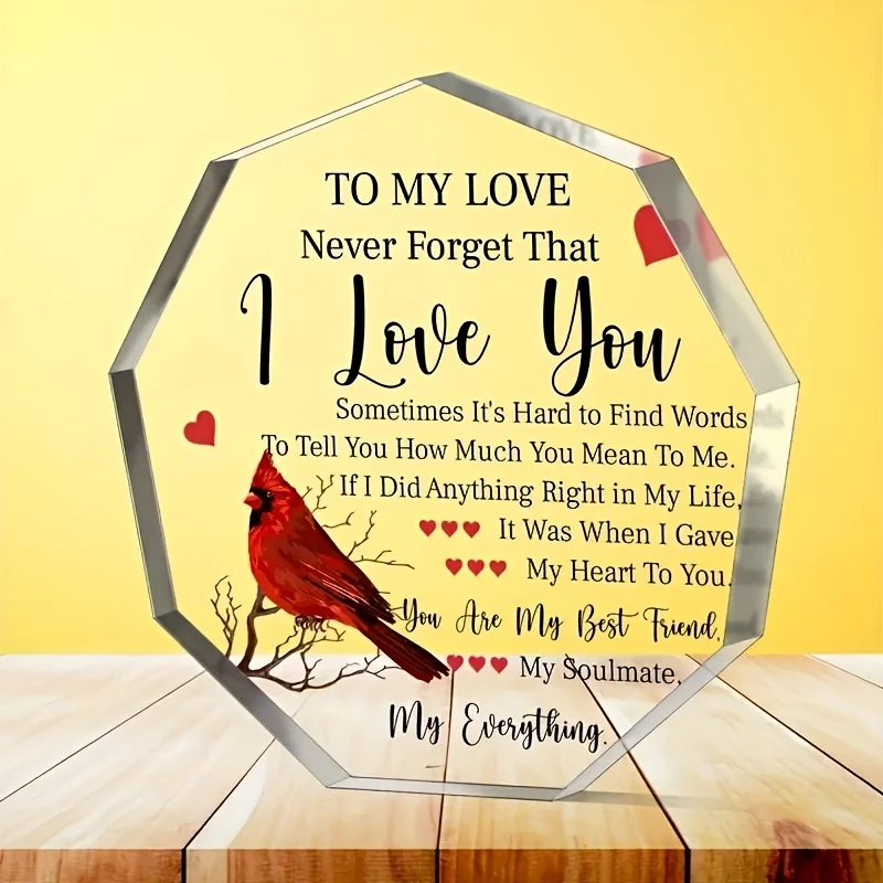 Regalo Romantico A Cuore In Acrilico "I Love You" Per Fidanzata - 100x100 Mm