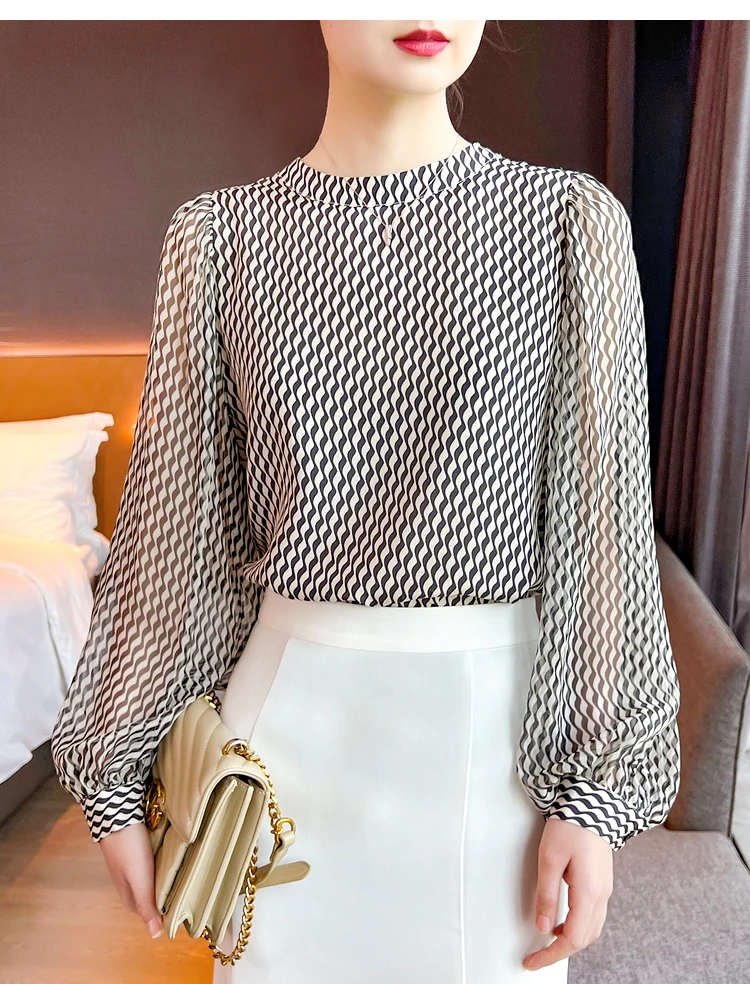 2024 Stylish Women's Chiffon Blouse For A Chic Look Fashion Luxury Women's Tops With Graceful Design Spring Summer Tops St22