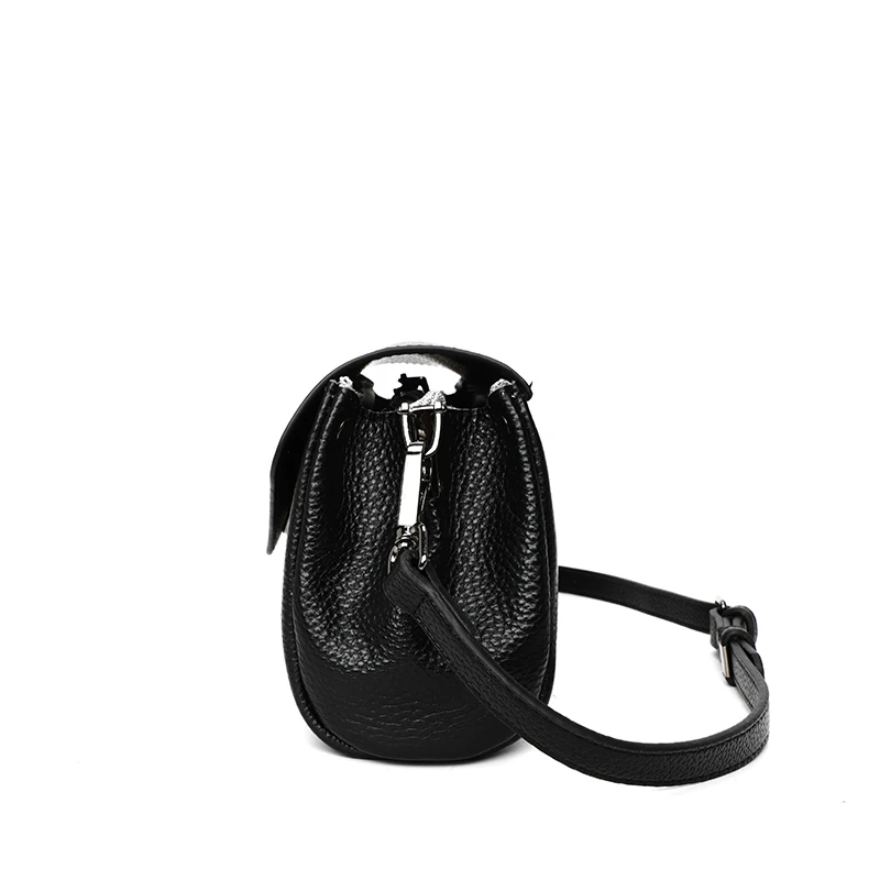 Genuine Cowhide Leather Women Luxury Small Bag Fashion Delicate Black Office Worker Shoulder Bag Ladies Femal Crossbody Bag