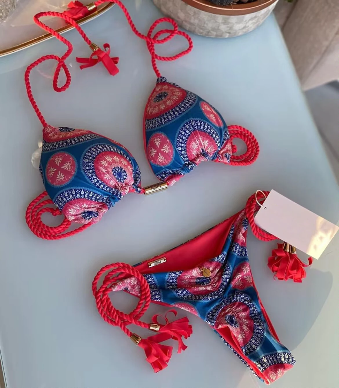 RUOTONGSEPT 2026 Geflochtener Seil-Bikini Damen Bademode Leoparden-Bikini-Set Sexy Biquini Badeanzug Push-Up Badeanzug Damen Strandkleidung – Detail 6