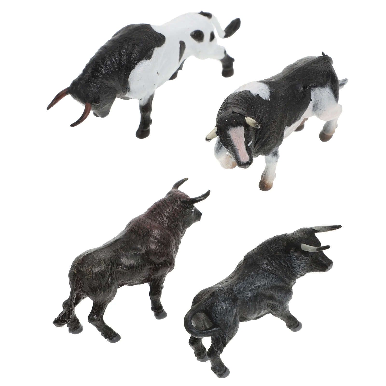 

4 Pcs Cake Decorations Simulation Bullfighting Model Decorative Animals Adornments Puzzle Mini Cow Toy Wild Children Toys