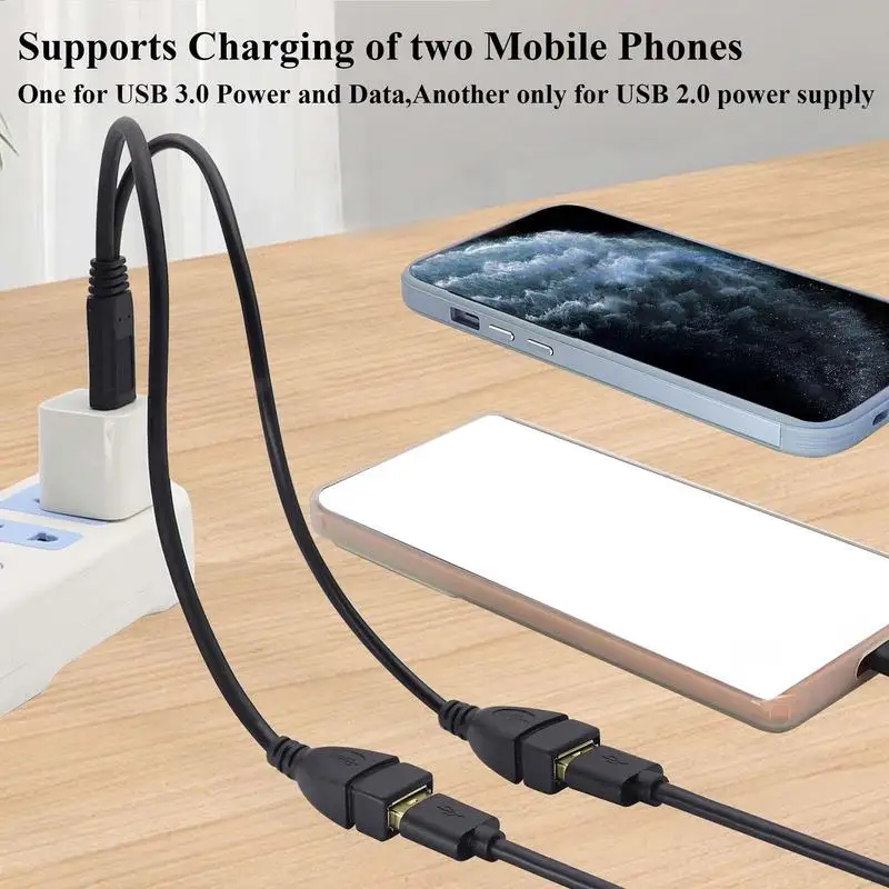 USB Splitter 2 In 1 Out High-Speed Y Cable USB Port Splitter USB Y Splitter USB Splitter Cable for Keyboard Printer Laptop