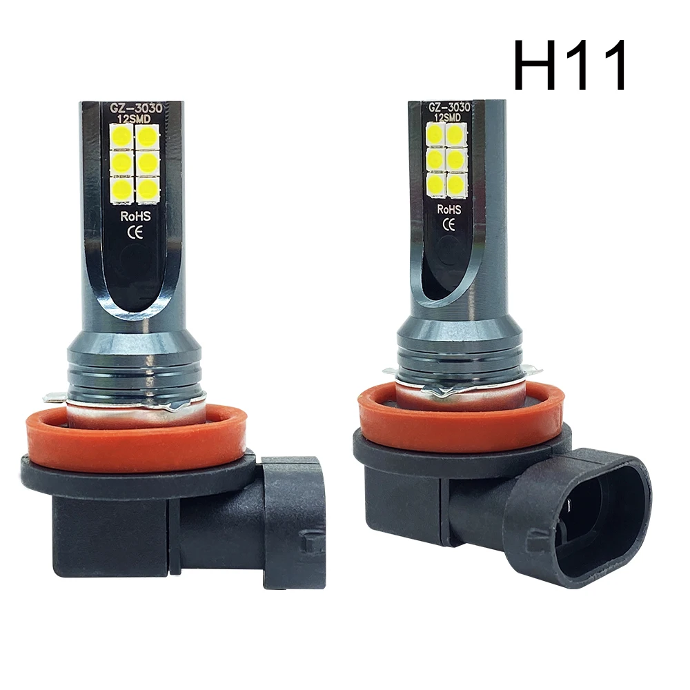 2Pcs Farol LED H4 H7 H11 H8 H9 H1 H3 Car Fog Light Lâmpadas LED 9005 9006 Hb3 Hb4 Auto condução Correndo Lâmpadas 12000LM 12V 6000K