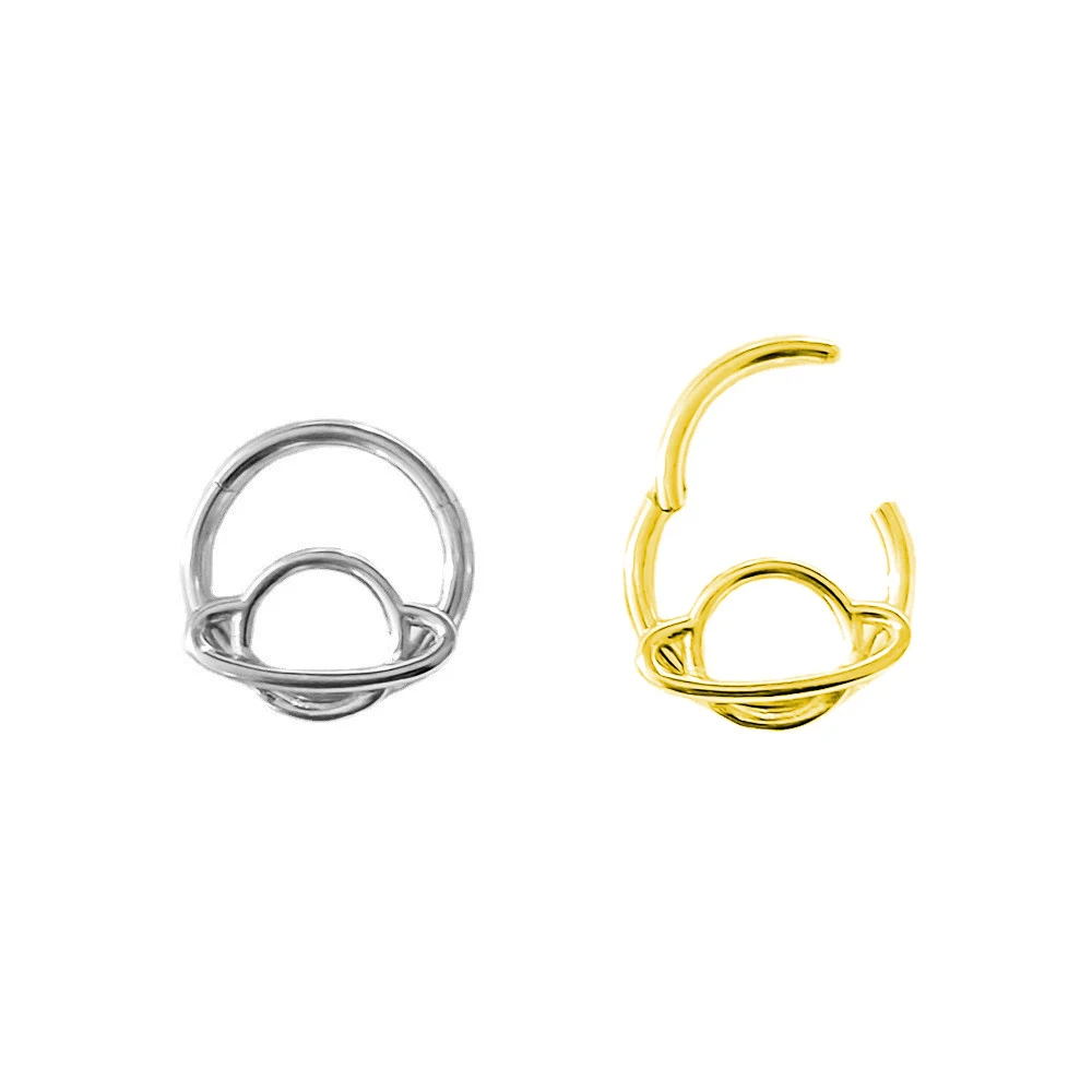 Planet Nose Ring Clicker 100% 316L Acciaio Chirurgico Daith Piercing Ear Cartilagine Helix Hoop Gioielli Per Il Corpo