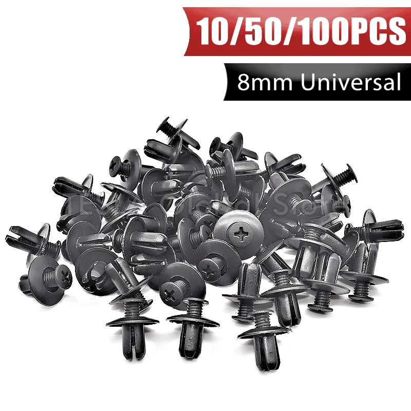 50/100pcs 8mm Plastic Rivets Fasteners Screw Car Bumper Panel Fender