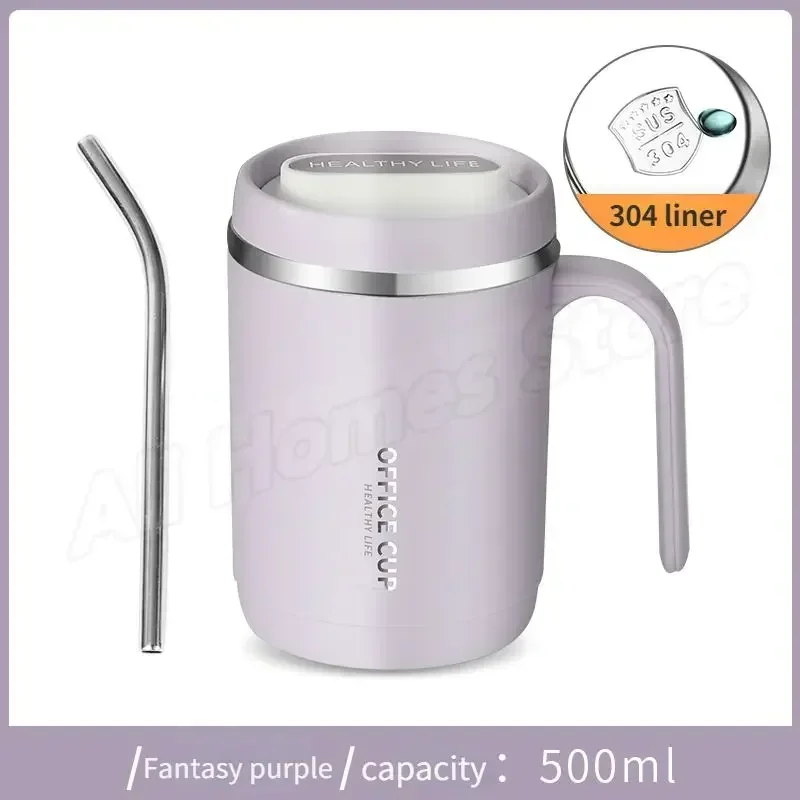 Stainless Steel Thermal Mug with Lid and Straw 500...
