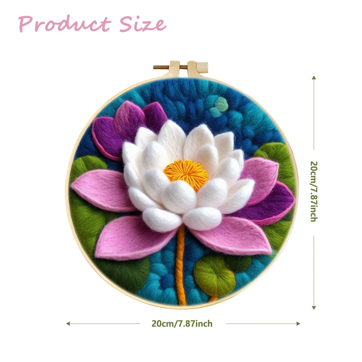 RUOPOTY 1 Pack Needle Felting Wool Lotus Flowers Wool Needle Felt Painting For Adults Kits Wool Felting Yarn Supplies Diy Craft