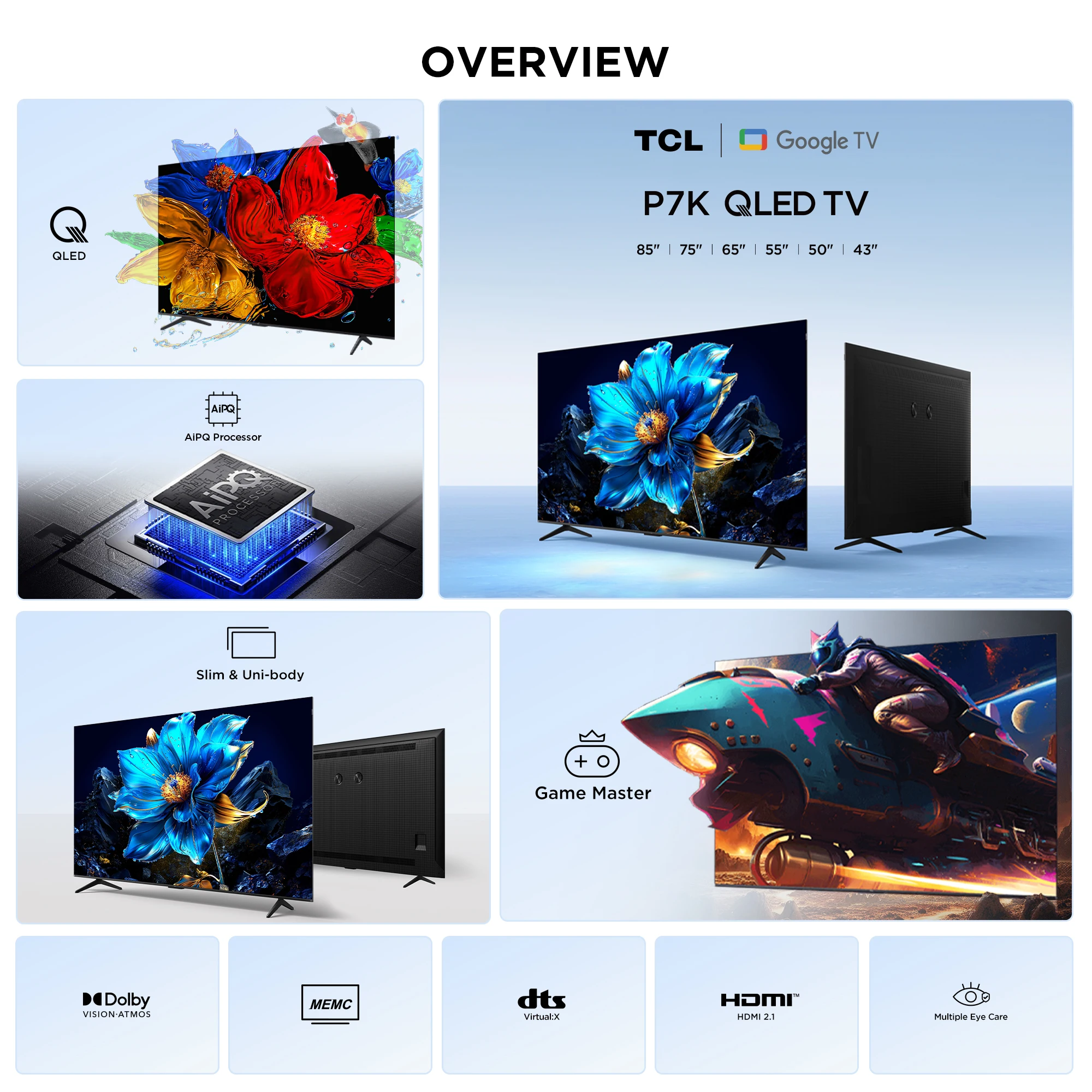 معالج TCL P7K 50 بوصة/55 بوصة/65 بوصة/75 بوصة/85 ب...