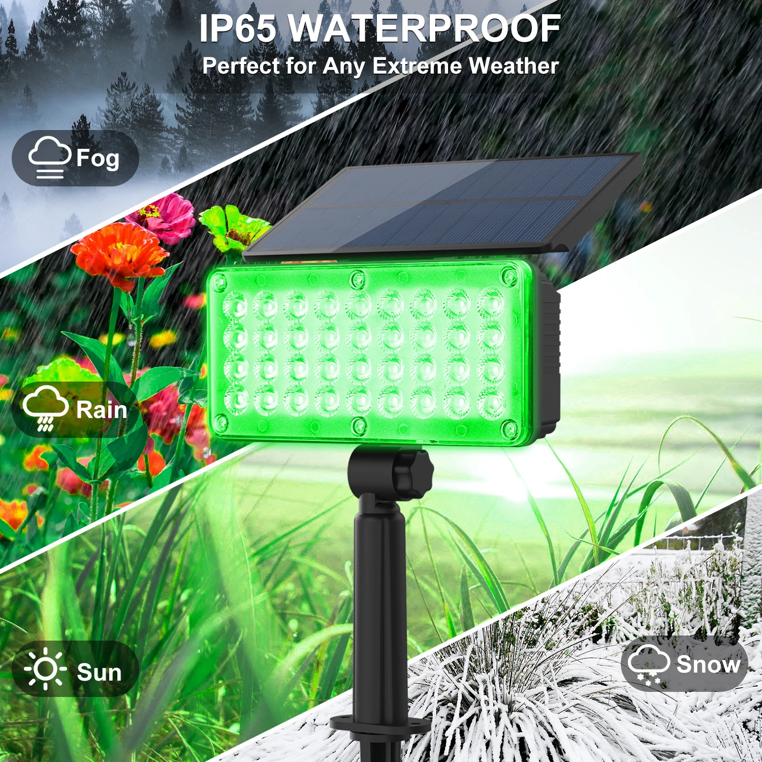 Focos solares para exteriores, 53 LED IP65, impermeables, luces solares  para exteriores, 2 en 1, luz solar de pared con encendido/apagado  automático y