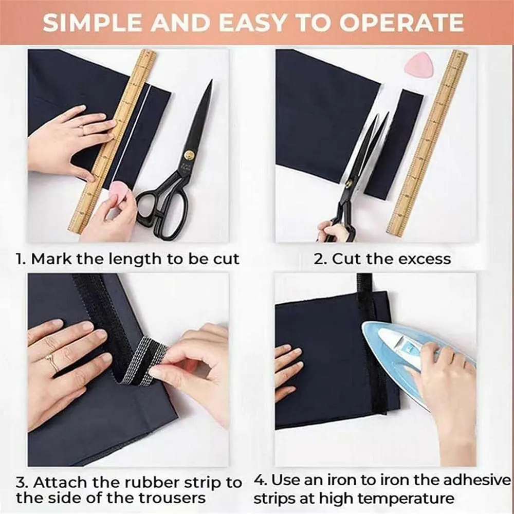 2.5cm x5M Pant Edge Shorten Self-Adhesive Pant Mouth Paste Iron-on Hem Tape Pants Fabric Fusing Hemming Tape Ironing Sewing Tape