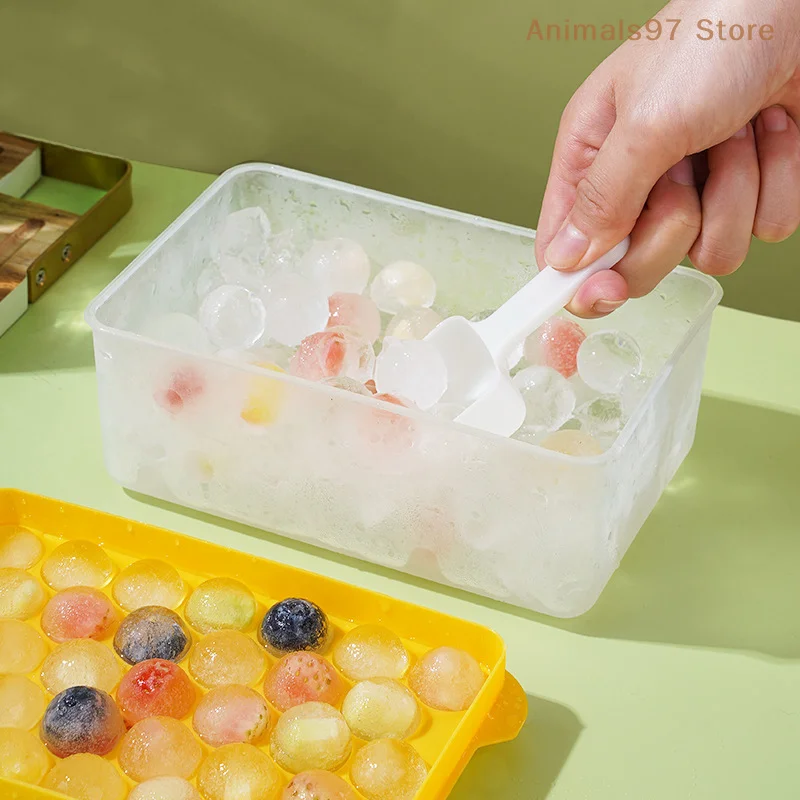 （AS） 33 Hole Round Ice Cube Tray Plastic Style Ice Mold Refrigerator Spherical DIY Moulds Ball Maker Kitchen Tools