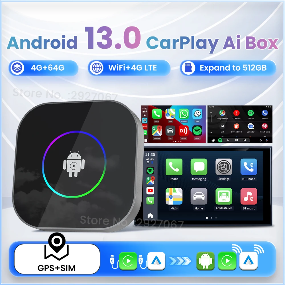 New CarPlay Ai Box Android 13 SM6225 for OEM Car Wireless CarPlay