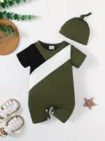 Summer  Newborn  Baby  Short   Sleeve   Spliced   Little  Brother  Rompers   Kids  Onepiece   Baby   Clothing 3