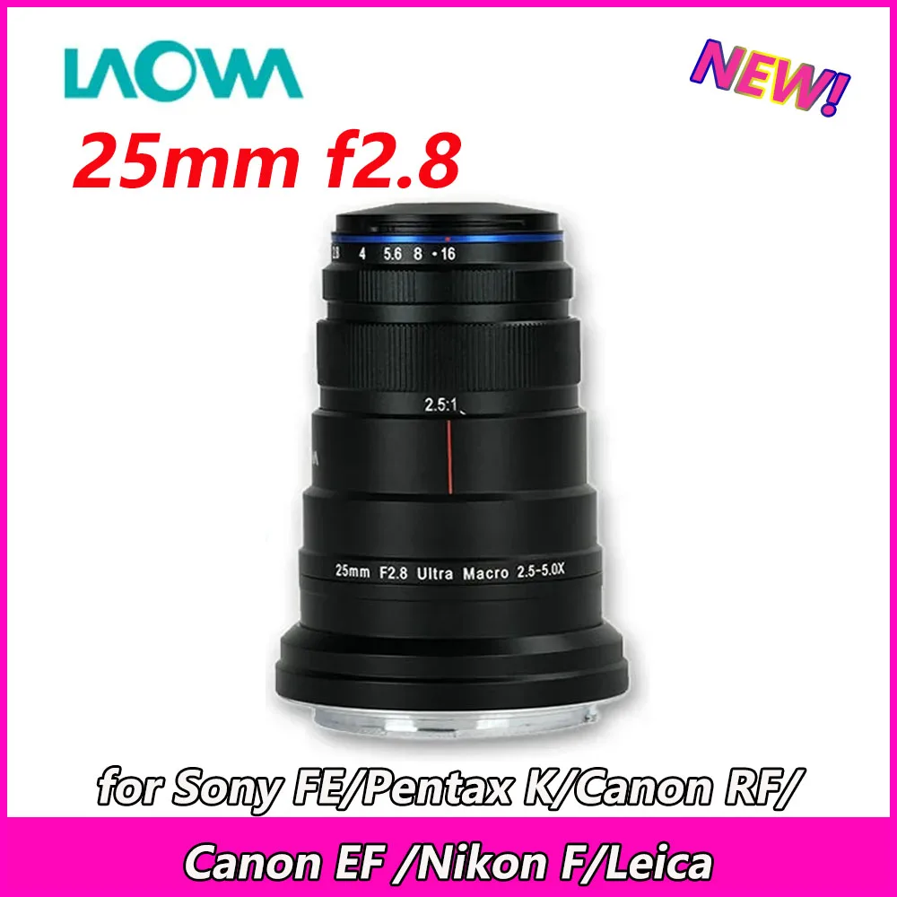 Laowa 25Mm F2.8 2.5-5X Obiettivo Super Macro Full Frame Per Fotocamera Sony Fe/Pentax/Canon Rf/Canon Ef /Nikon F/Leica L Mount