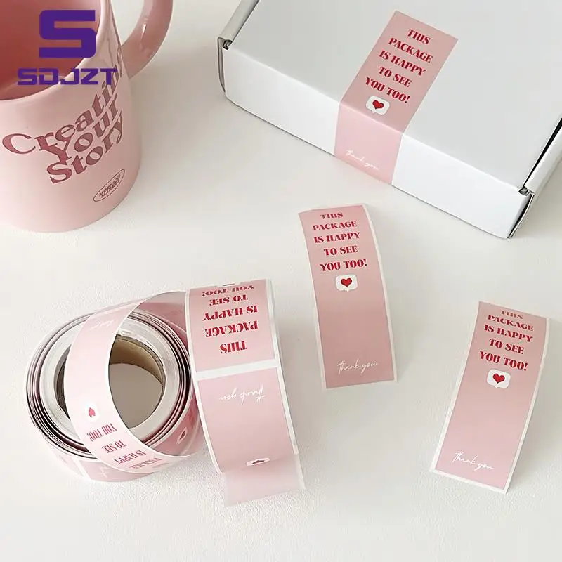 카와이 감사 라벨 포장 스티커, 사진 카드, 레터 라벨, 장식 스티커, 색종이 문구, 100 개/롤