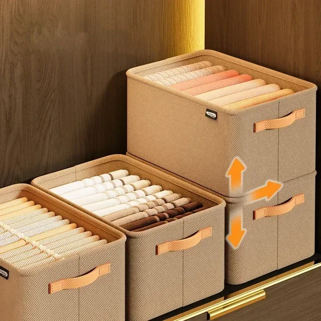 Organisateur de vêtements épais, armoires de rangement pour pantalons et pulls, tiroirs, boîte de rangement pour jeans, garde-robe, organisateurs de vêtements 4