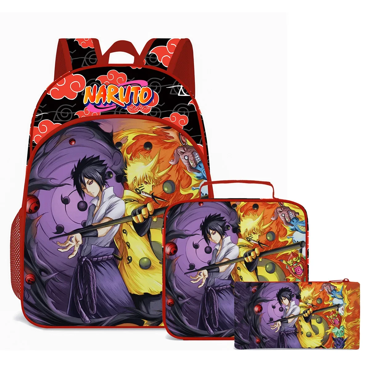 

Naruto Peripheral Student School Bag Shoulder Bag Pencil Case Three-piece Set Backpack Shoulders Outdoor Bag Beautiful Fashion