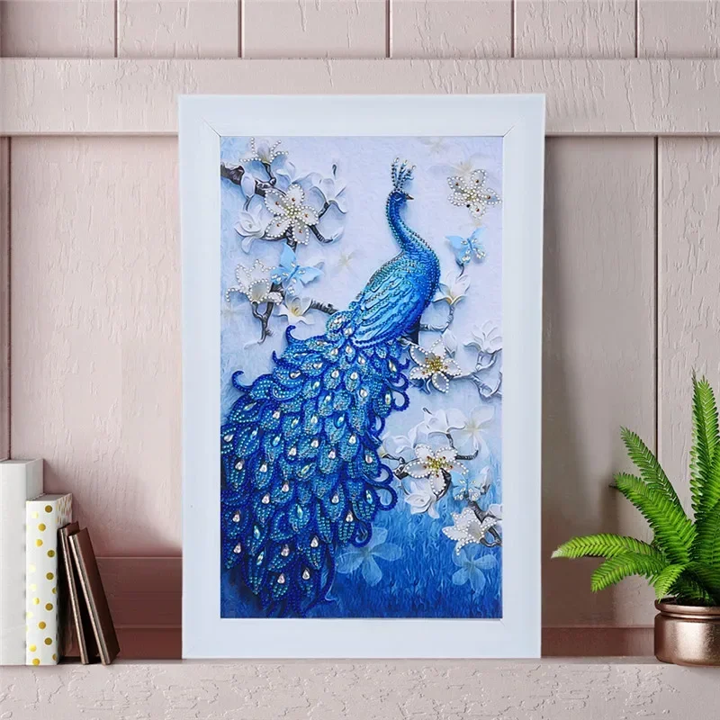 5D DIY Diamond Painting Cross Stitch Animal Peacock Partial Diamond Embroidery Special Shaped Diamond Painting Rhinestone