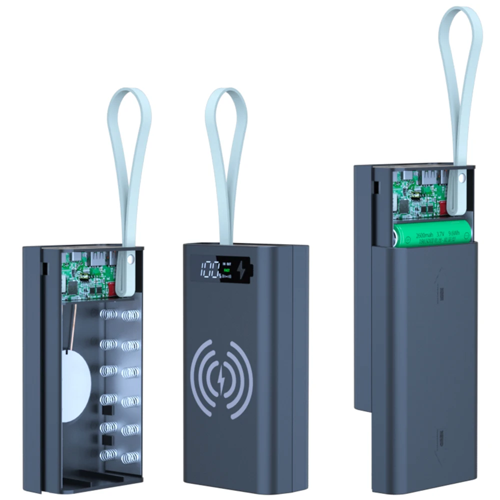 12X18650 Rechargeable Battery Case with Light Wireless Fast Charging