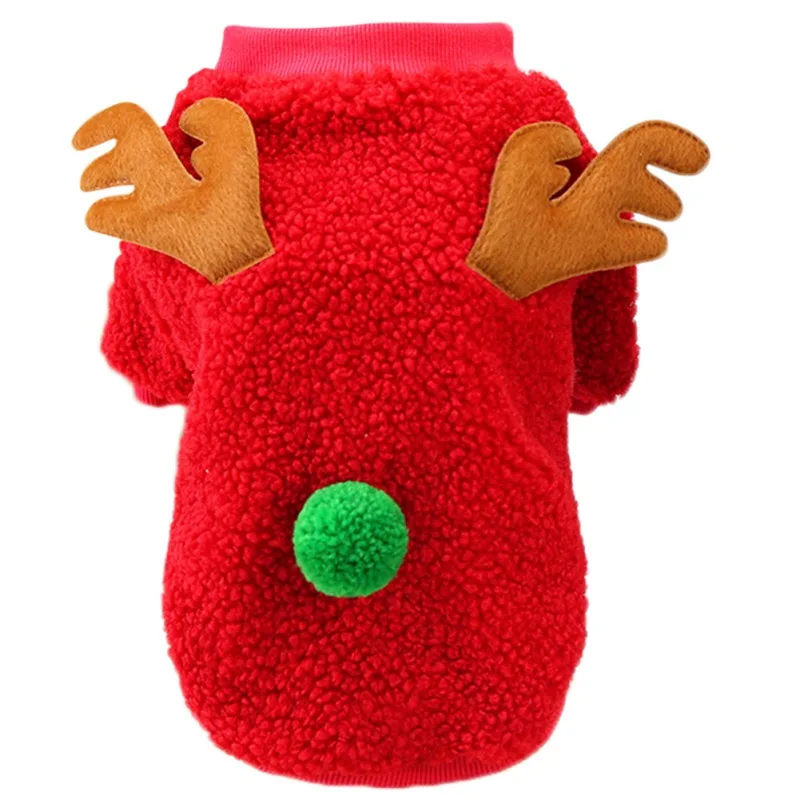 thumbnail image 1 of Abrigo navideño para perros pequeños y medianos, bonito abrigo de vellón con renos para Navidad, festivo, de invierno, cálido, ropa bonita para cachorros, 1 of 5