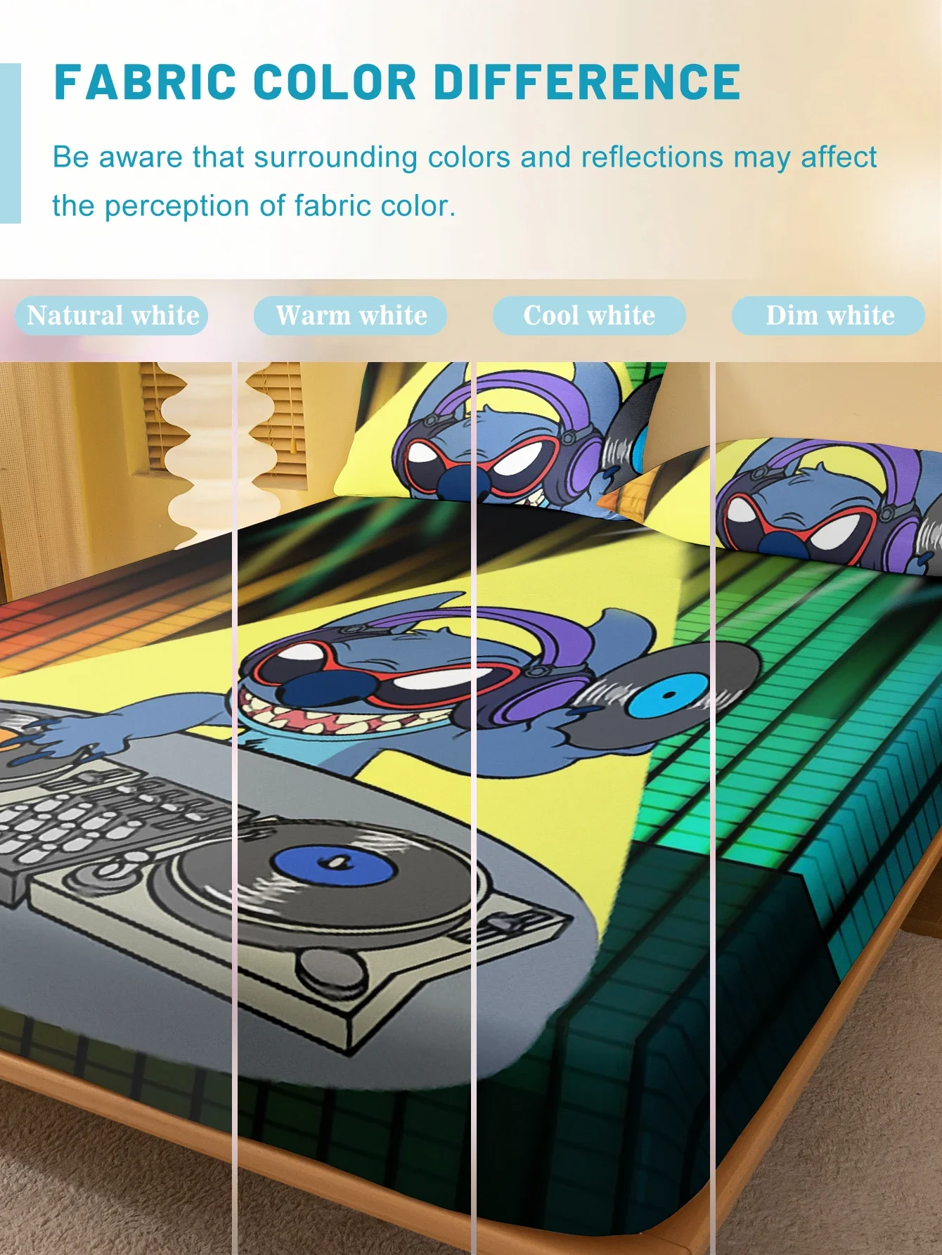 1 cartoon cute Stitch pattern digital printed frosted Fitted Sheet,bedroom printed bed cover,bedding(No pillowcase) 4