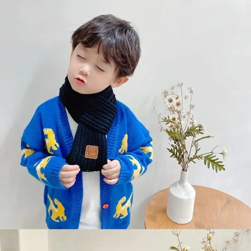 가을 겨울 니트 스카프, 부드러운 부모 자녀 스카프, 가을 소년 소녀 따뜻한 목도리, 신상