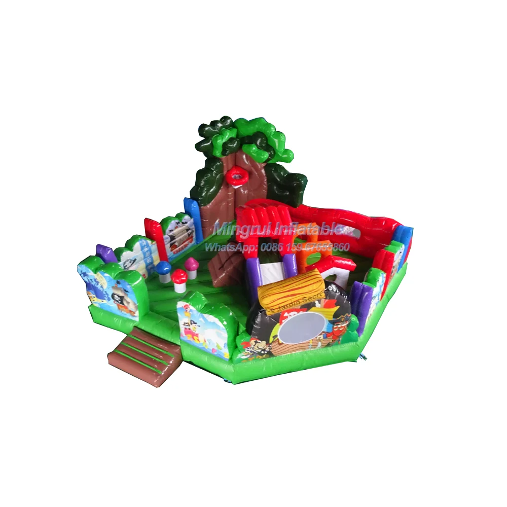 Forest Cartoon Bouncer House with Slide for Kids, Inflatable, Good Quality, 5x5m, 17x17ft